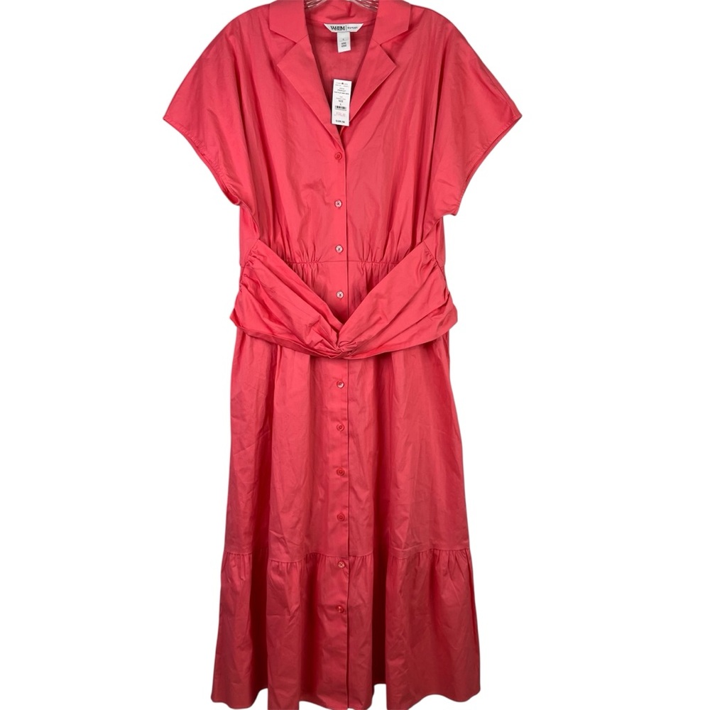 White House Black Market Coral Midi Shirt Dress